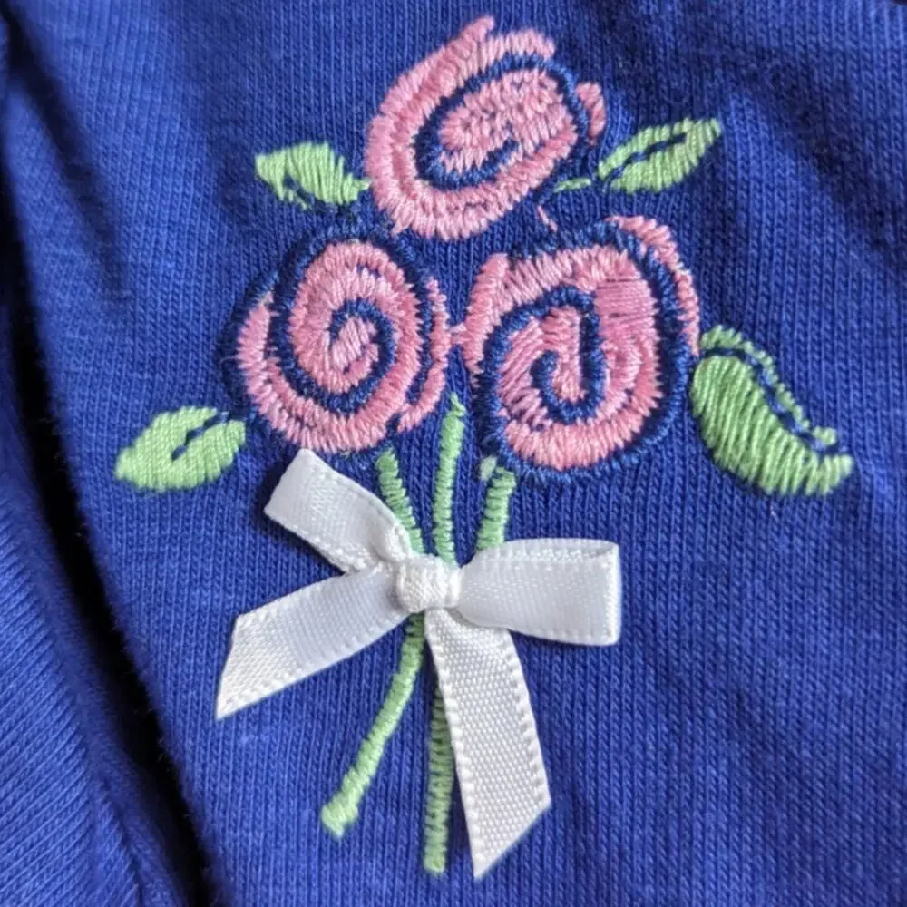 Vintage 1980s Carter's Toddler Girls Blue Rose Bouquet Cardigan – Size 3T